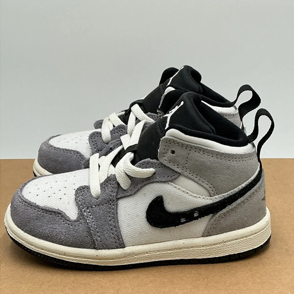 Nike Air Jordan 1 Mid SE Sneakers Toddler 8 Gray White Lifestyle Shoes Ebay4435